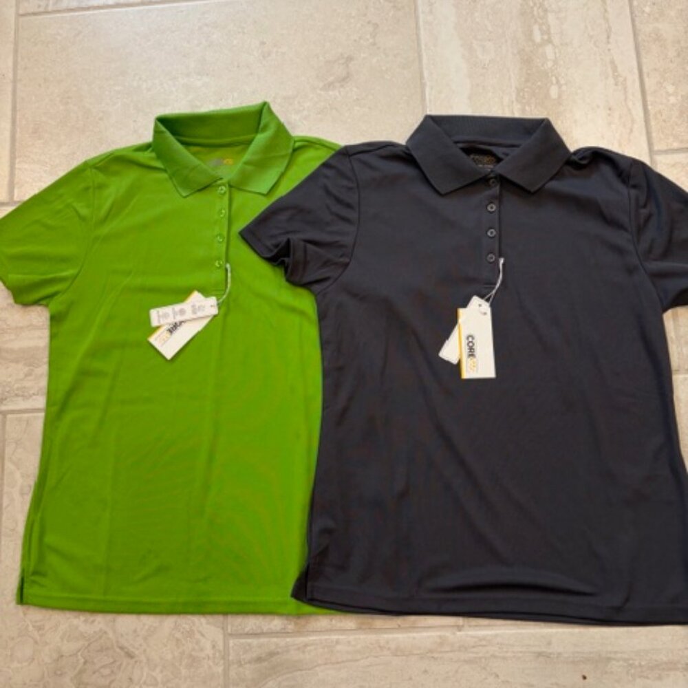 NWT Core 365 Women's Polo Sz Medium-Lot of 2-Gray and Green UV Protection Golf